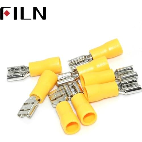 FDD5.5-250 Female Insulated Electrical Crimp Terminal for 4-6mm2 wire Connectors Cable Wire Connector Terminal AWG 12-10