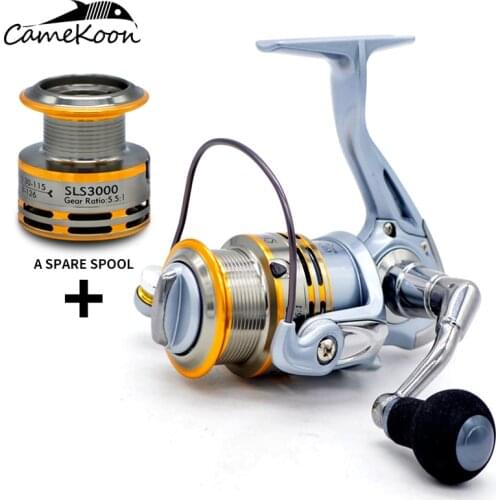 CAMEKOON Spinning Fishing Reel 9+1 Ball Bearings 5.5:1 Gear Ratio Smooth Spinning Reel with Free Spare Aluminum Spool