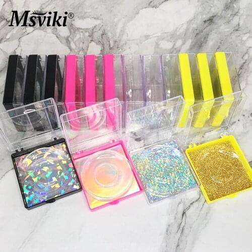 Wholesale Mink Eyelashes Packaging Boxes Magnetic 3D Mink Lashes Cases Square 5D False Eyelashes Box With Tray 25MM Fake Eyelash