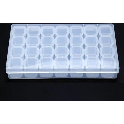 Round 8 Grid Clear Plastic Box Jewelry Bead Storage Container Craft Organizer Round Jewelry Clear Solid Color White Storage