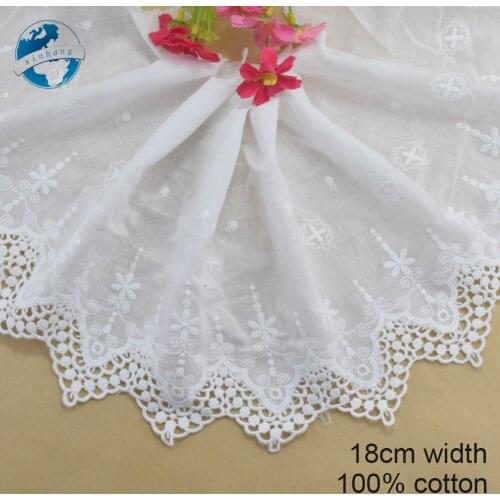 18cm wide 100% Cotton embroid lace sewing ribbon guipure trim wedding lace DIY Garment Accessories french african doll lace#3978