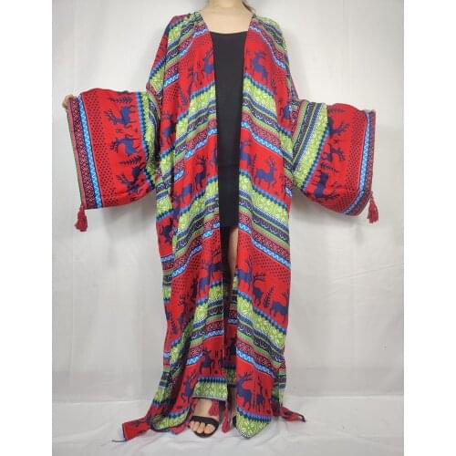 Fashion 2021 Bohemian Floral Long Open Front Kimono Cover ups For Women Moroccan Kuwait Muslim Womens Kaftan Swimwear Dress