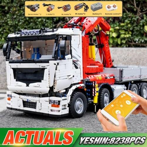MOULD KING 19002 High-Tech Car The MOC-8800 App RC Motorized Pneumatic Crane Truck Building Blocks Assembly Kids Christmas Gift