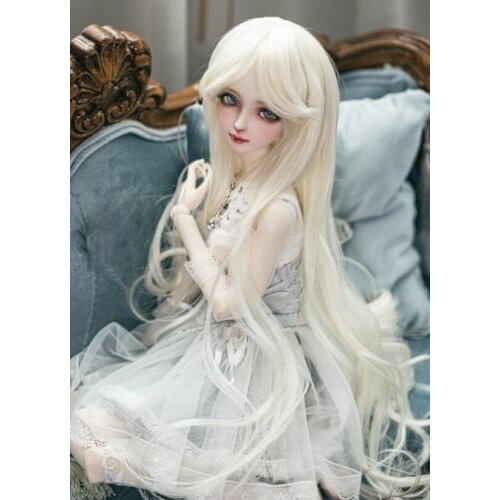 NEW 1/3 22-24cm BJD SD DD Doll Wig Noble Wavy Milk white Long Curly Hair Wig