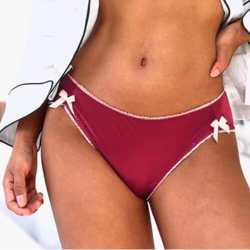 New Sexy Ice Silk Seamless Womens Underwear Cute Double Bow Design Girls Panties Breathable Low-Rise Female Briefs Sex Lingerie