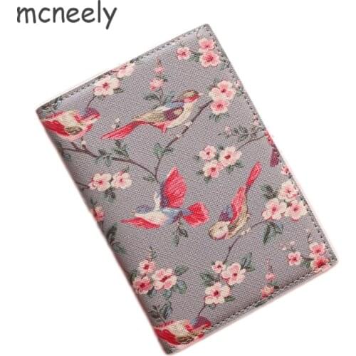 Singing birds and fragrant flowers Passport Holder Men PU Leather ID Card holder Girls Travel Passport Cover Women card Case