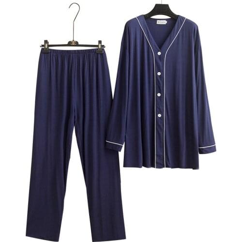 5XL 6XL Spring Autumn Women Sleepwear Womens Pajamas Set Long sleeve Large Size Shirt Trousers 2 Pcs Sets Pyjamas Home Service