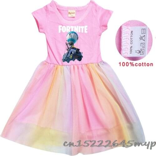 Fortnite Girls' Princess Dress 2021 Summer Gauze Skirt Babys Childrens Dress Summer Dress fortnite birthday gift