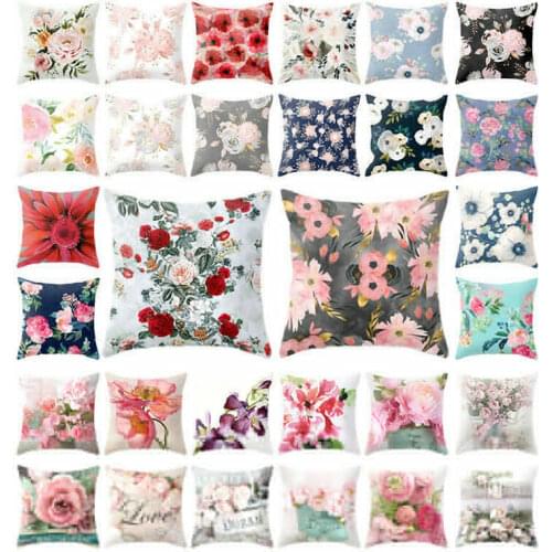Polyester Vintage Flower Printed Throw Pillowcase Car Sofa Home Room Decor For Festival Decorative Pillows 26 Styles 45*45cm