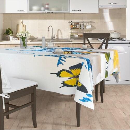 Table cloth living room kitchen cover runner pattern colorful white butterfly pattern micro fabric cover free shipping