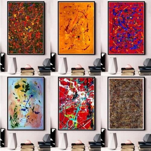 Vintage Poster Jackson Pollock Abstract Canvas Painting Posters and Prints for Living Room Wall Art Pictures Home Decoration