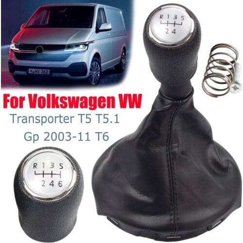 Car Gear Shift Knob 5 / 6 Speed Gear Lever Stick Gaiter Boot Cover for VW Transportr T5 T5.1 T6 2003 2005-2015