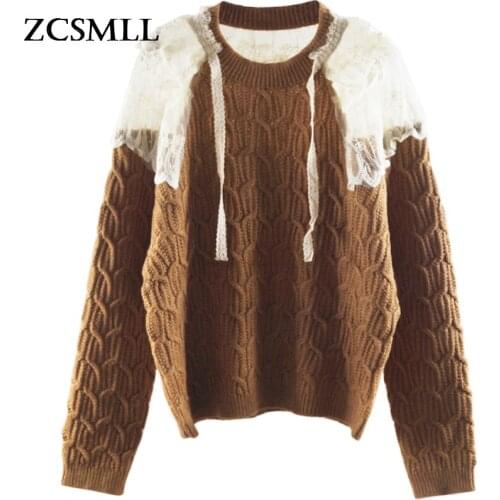 ZCSMLL Round Collar Knitted Sweater Long Sleeve Korean Fashion Autumn Winter Loose Big Size Women Pullover 2021 Tide