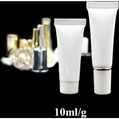 100pcs 10ml/g white eye cream tube soft tube mildy wash/butter/hand cream tube cosmetic foundation refillable container bottle