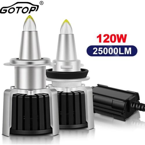 2pcs H7 Led Bulb H1 H8 H11 9005 HB3 9006 HB4 9012 D1S D1R D2S D2R D3S DSR D4S D4R Car Headlight CSP 25000LM 120W Canbus Turbo