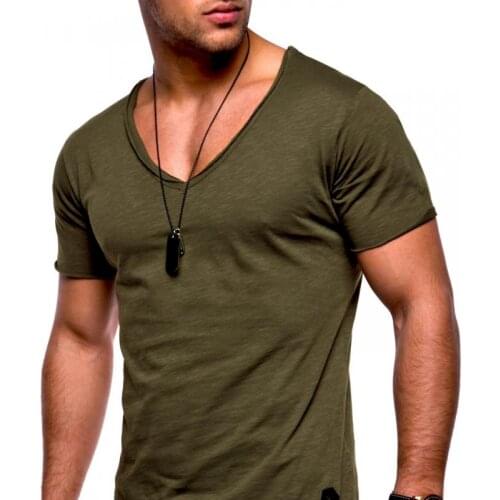 2021 Summer New Arrival V-neck Loose Simple Solid Color Wild Casual Plus Size Fashion Men Short-sleeved T-shirt Free Shipping