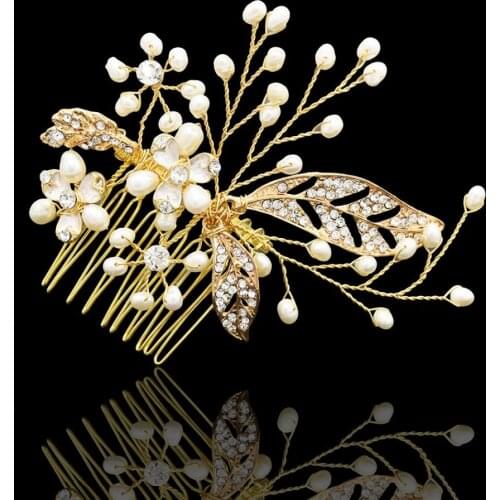3 Colors European Vintage Fashion Luxurious Hair Claws Copper Hair Accessory Crystal Pearls Hair Clips Hair Combs Women Jewelry