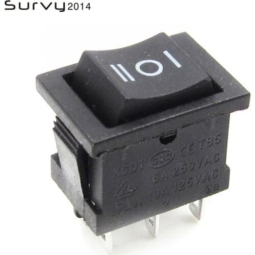 5PCS Switch ON-OFF 6pin Ship Type Switch 6A 250V 10A 125V Rocker Switch power switch black New