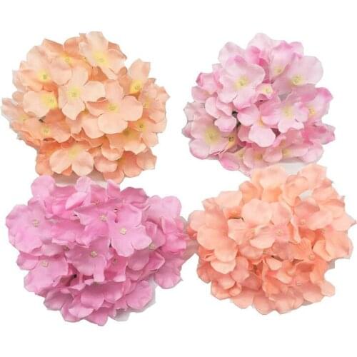 50pcs 18CM Silk Hydrangea Flower Head Artificial Flowers DIY Wedding Party Decoration Supplies Fake Home Decorations