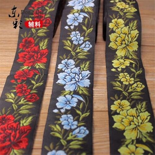 9yards*5cmChinese Ribbons National Style Digital Jacquard Camellia Flower Ribbon/Webbing DIY Sewing Handmade Curtain Accessories