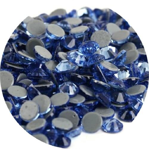 AAAAA Quality ss12 ss16 ss20 Flat back Light blue Hot Fix Rhinestones Glass Strass Rhinestones for clothes wedding decoration