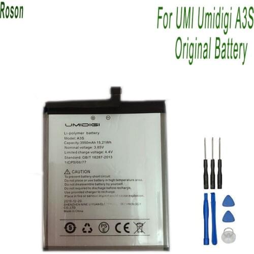 Roson for UMI Umidigi A3S Battery 3950mAh 100% New Replacement Parts Phone Accessory Accumulators With Tools