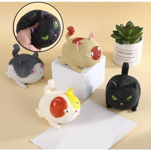 1pcs Antistress Mini Squeeze Cat Toy Cute Kawaii Doll Squeeze Stretchy Animal Healing Stress Finger Toy For Desktop Adults
