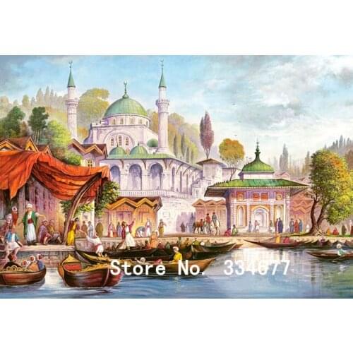 Riverside church scenery Embroidery Needlework Crafts14CT Counted Unprinted DIY Cross Stitch Kits Handmade Arts Wall Decor
