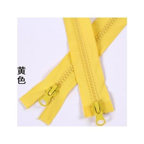 Free shipping 5pcs/lot 5# 150cm yellow resin double-ended zipper down jacket coat zipper tent bag zipper double slider zipper
