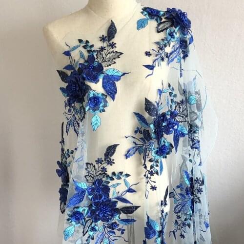 Colored three-dimensional flower bead mesh yarn embroidered lace cloth patch for dress decorative accessories DIY