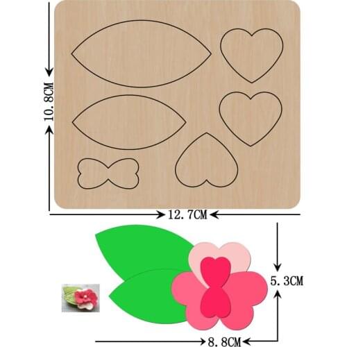 Leaf &Heart&Bow Cutting Wood Dies 2020 New Fake Flower Craft Wooden Die Suitable for Common Die Cutting Machines on the Market