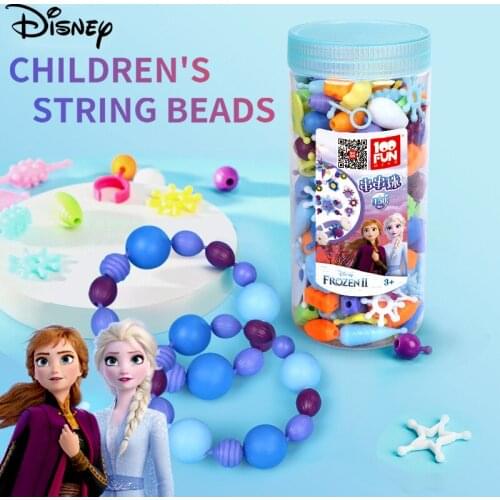 Disney Frozen Childrens Diy Necklace Bracelet Jewelry Beaded Toy Cordless Handmade Montessori Early Learning Toys Girl Kid Gift
