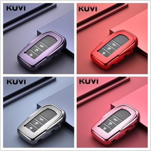 For Toyota Hilux Fortuner Land Cruiser Camry Carbon Grain Remote Key Case Fob Shell Cover Skin Holder 3 Button 2016 2017 2018