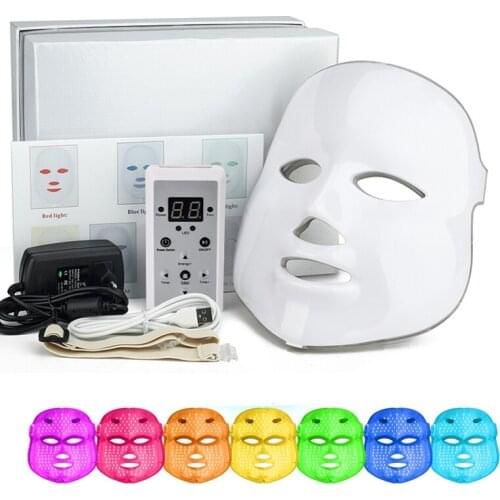 Dropshipping 7 Colors Light Photon Electric LED Facial Mask Skin PDT Skin Rejuvenation Anti Acne Wrinkle Removal Therapy Mask