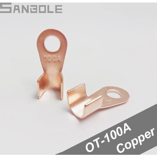 OT-100A Splice Terminal Dia Copper Circular 100A Wire Naked Battery Cable Electrical Connector Open Lugs (20PCS)