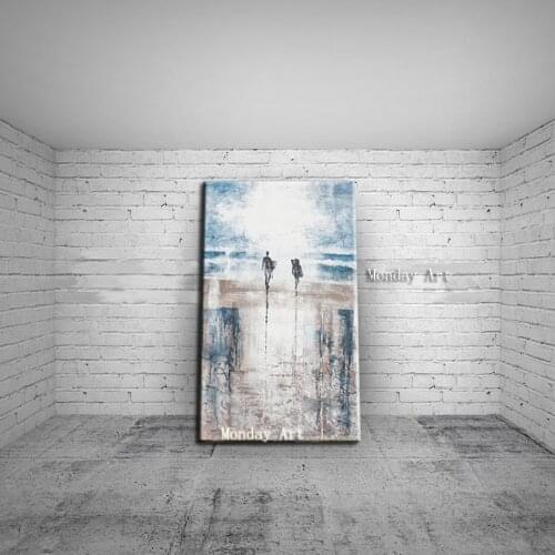 Large landscape canvas oil painting wall art modern seascape oil painting wall blue sky picture on canvas for living room decor