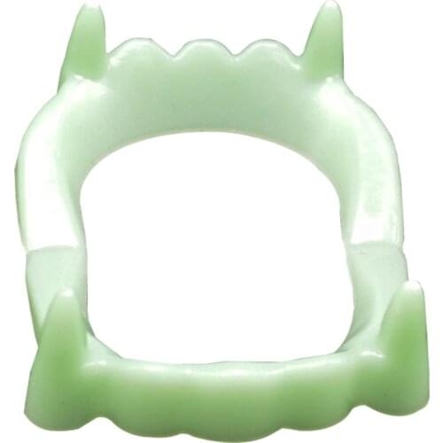 Halloween Vampire Teeth Fangs Creative Green Luminous Costume Teeth Fangs Red Vinyl Fake Teeth Props Halloween Decorations