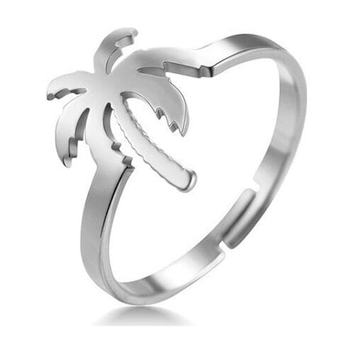 POTCET Stainless Steel Rings Titanium Adjustable Vintage Simplicity Female Jewelry Geometric Trend