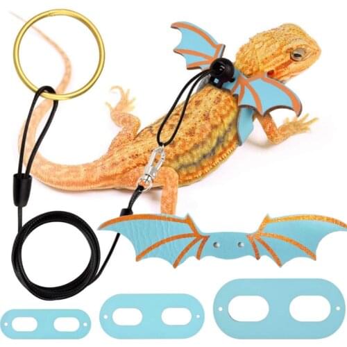 Lizard Traction Rope Vest set Reptile Bearded Dragon Harness Leather Leash with Wing Reptiles and amphibians Pet Suppiles