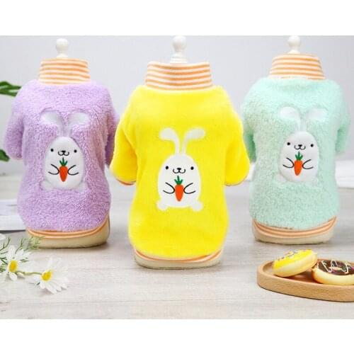 Pet Costume Dog Rabbit Carrot Hoodies Teddy Furry Clothes Poodle Candy Color Coat Cartoon Dog Sweater