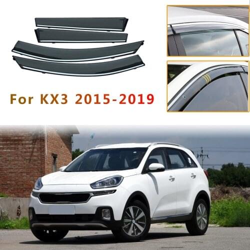 Window Visor For KIA KX3 2015 2016 2017 2018 Side CHROME Strips Window Deflectors Rain Guards Car Styling Accessories 4PC