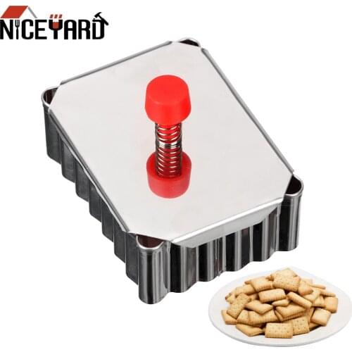 Stainless Steel Square Biscuit Cutter Plunger Cookie Cutter Pastry Decorating Mould Fondant Pressed Cookie Mold DIY Baking Tools