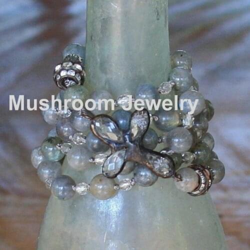 Labradorite Gemstone Beads Necklace With Cross Necklace For Grils