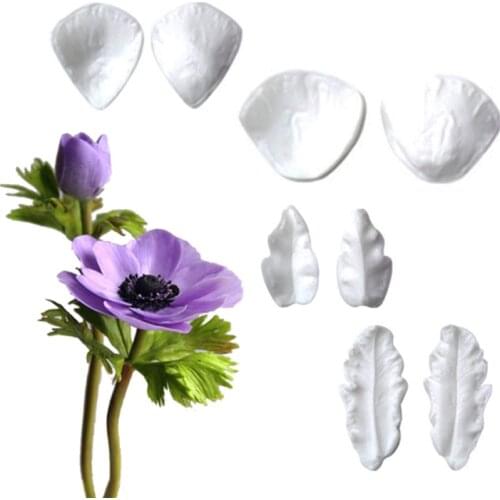 Poppy Flower Petals & Leaves Silicone Mold Fondant Cake Decorating Tool Molds Sugarcraft Chocolate Baking Tool For Cake Gumpaste