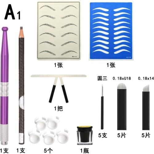 Microblading Handle Permanent Makeup Machine Microblading Needles Pigment Practice Skin Tattoo Tools Beginners Practice Kit