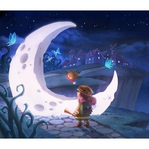 Fairy tales 5D DIY Poured Glue Diamond Painting Kits Scalloped Edge Fantastic scene With Child Home Wall Decoration Unique Gift