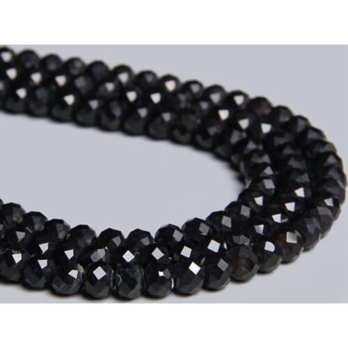 4x6mm Natural Black spinels Flat Disk Faceted Crystal Jaspers Gem Stone Spacer Beads Bracelet Beads Charm For Jewelry Making Diy