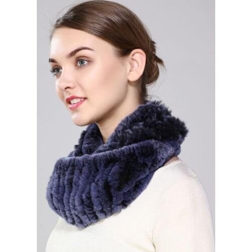 New arrival lady winter fashion infinity natural fur scarf warm real rex rabbit fur neckwarmer