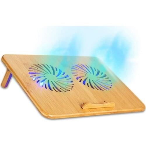 Notebook Cooling Pad-Adjustable Speed-Cooling Bracket with Fan and Bamboo Structure,Suitable for 10 To 15.6 Inch Laptops