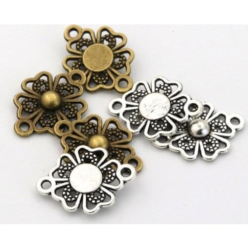 20pcs/lot Two Holes Necklace Earrings Metal Connector For Jewelry Findling Bracelet Jewelry Accessories Antique Bronze Silver